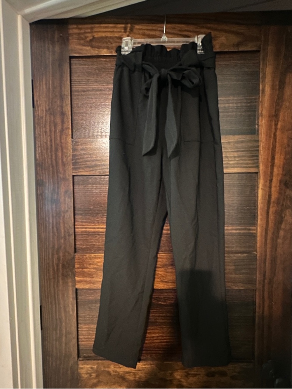 Grace Karin Black High-Waist Paperbag Tie Pants